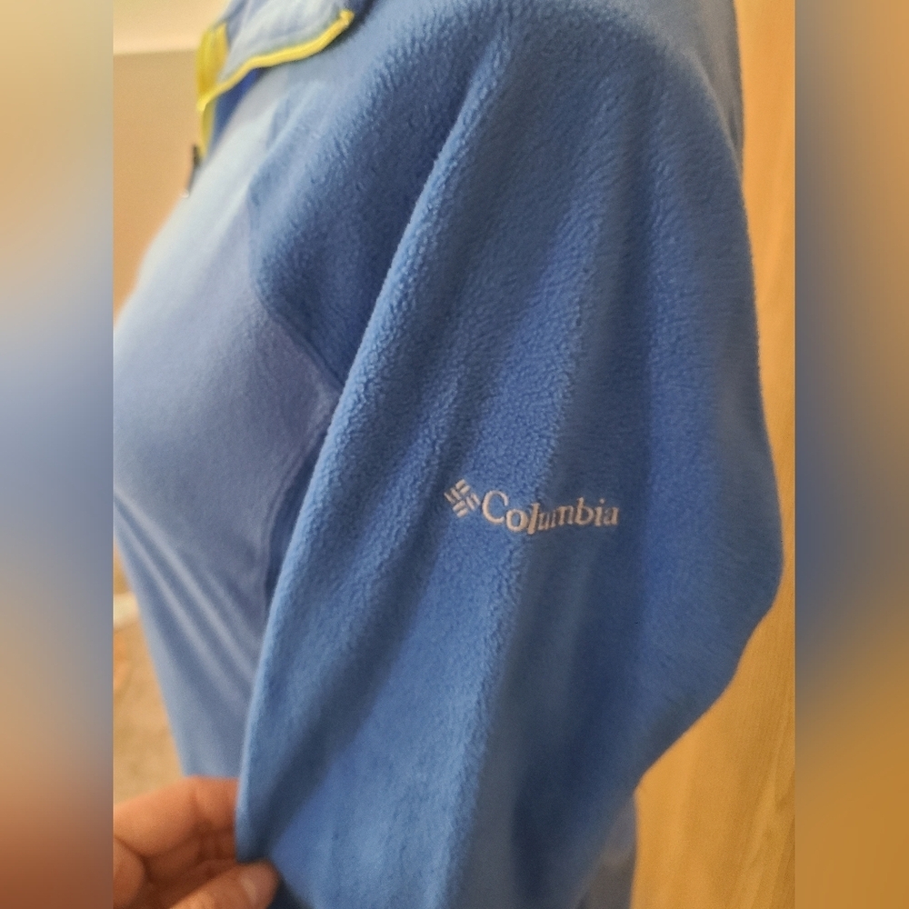 Columbia Fleece Blue Colorblock Quarter Zip Gorpcore Outdoor Sweatshirt - Picture 2 of 4